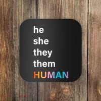 He She They Them Human LGBT Pride Rainbow Coaster thumb 0