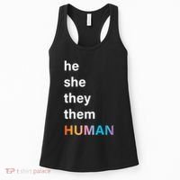 He She They Them Human LGBT Pride Rainbow Women's Tank Top thumb 0