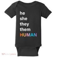 He She They Them Human LGBT Pride Rainbow Baby Bodysuit thumb 0