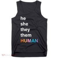 He She They Them Human LGBT Pride Rainbow Tank Top thumb 0