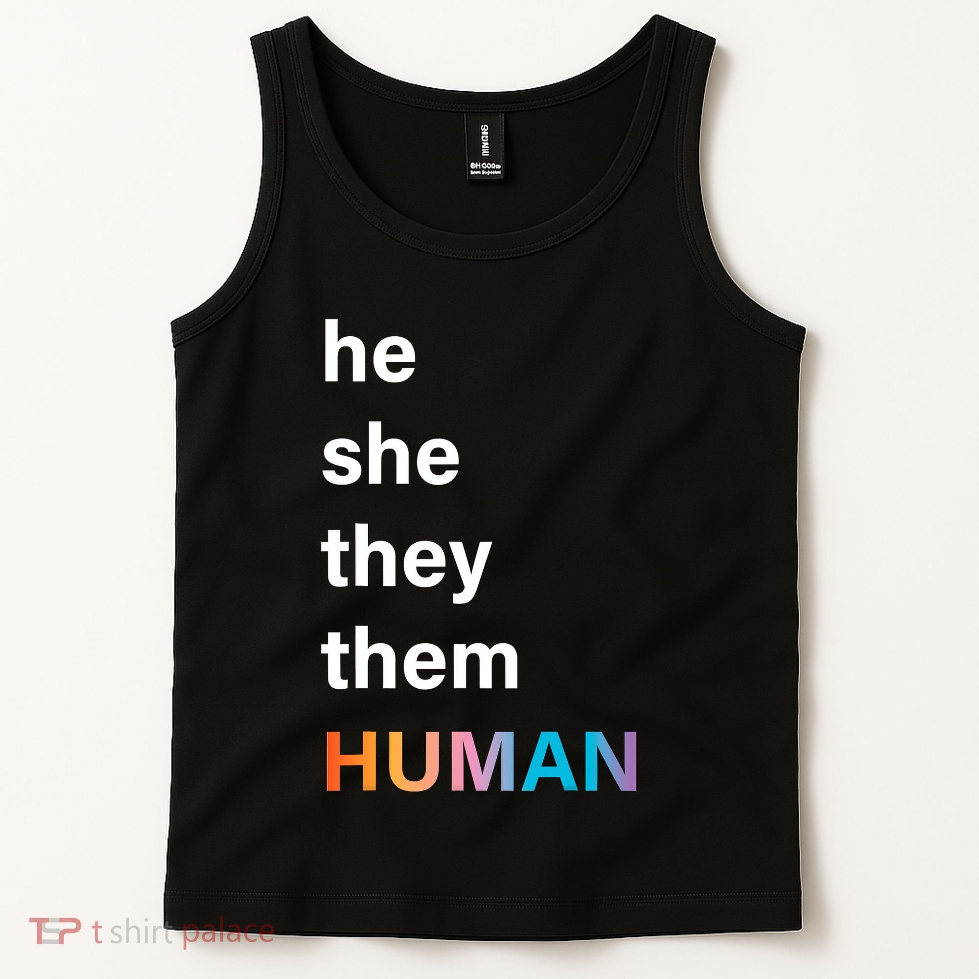 He She They Them Human LGBT Pride Rainbow Tank Top