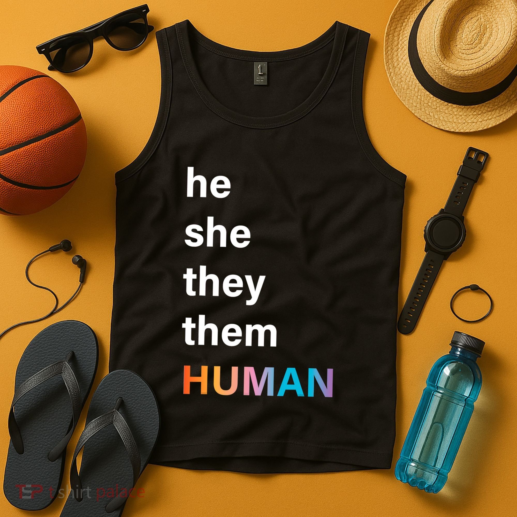 He She They Them Human LGBT Pride Rainbow Tank Top