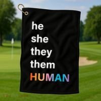 He She They Them Human LGBT Pride Rainbow Golf Towel thumb 1