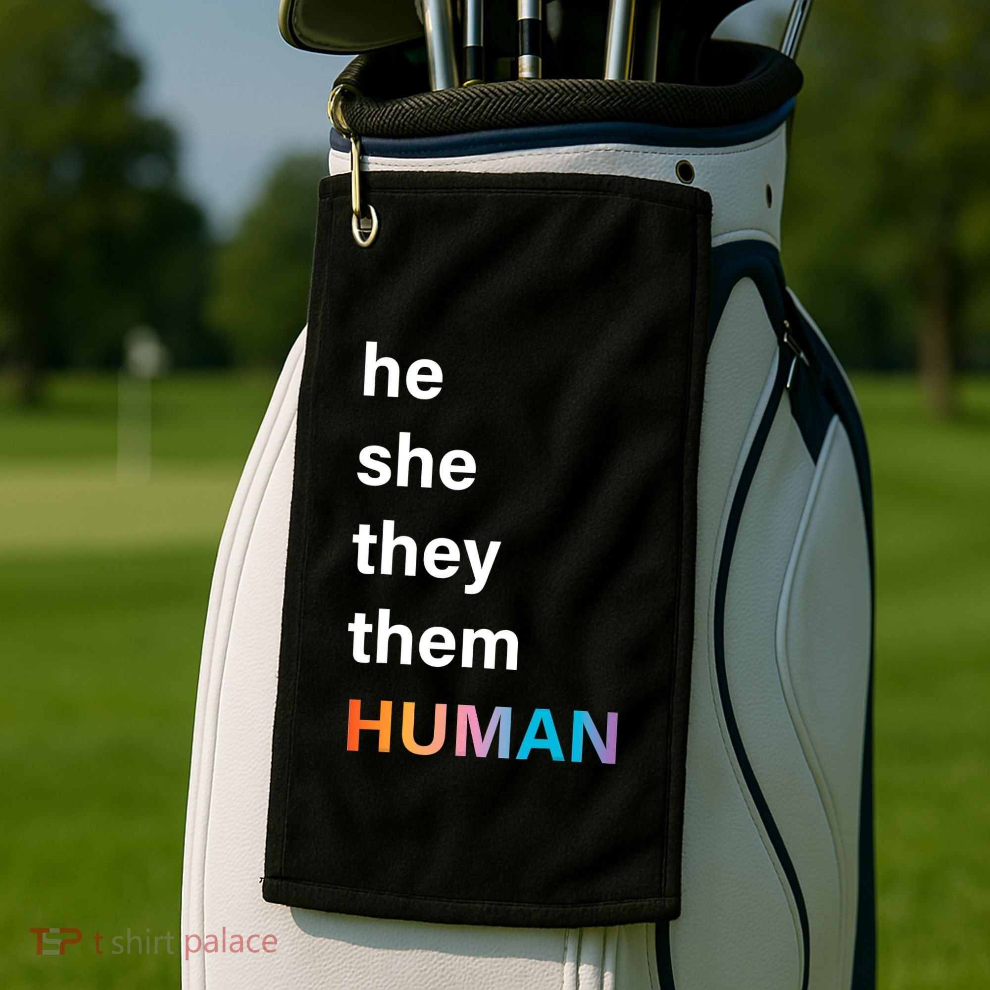 He She They Them Human LGBT Pride Rainbow Golf Towel