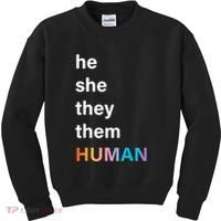 He She They Them Human LGBT Pride Rainbow Kids Sweatshirt thumb 0
