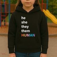He She They Them Human LGBT Pride Rainbow Kids Hoodie thumb 3
