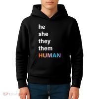 He She They Them Human LGBT Pride Rainbow Kids Hoodie thumb 4