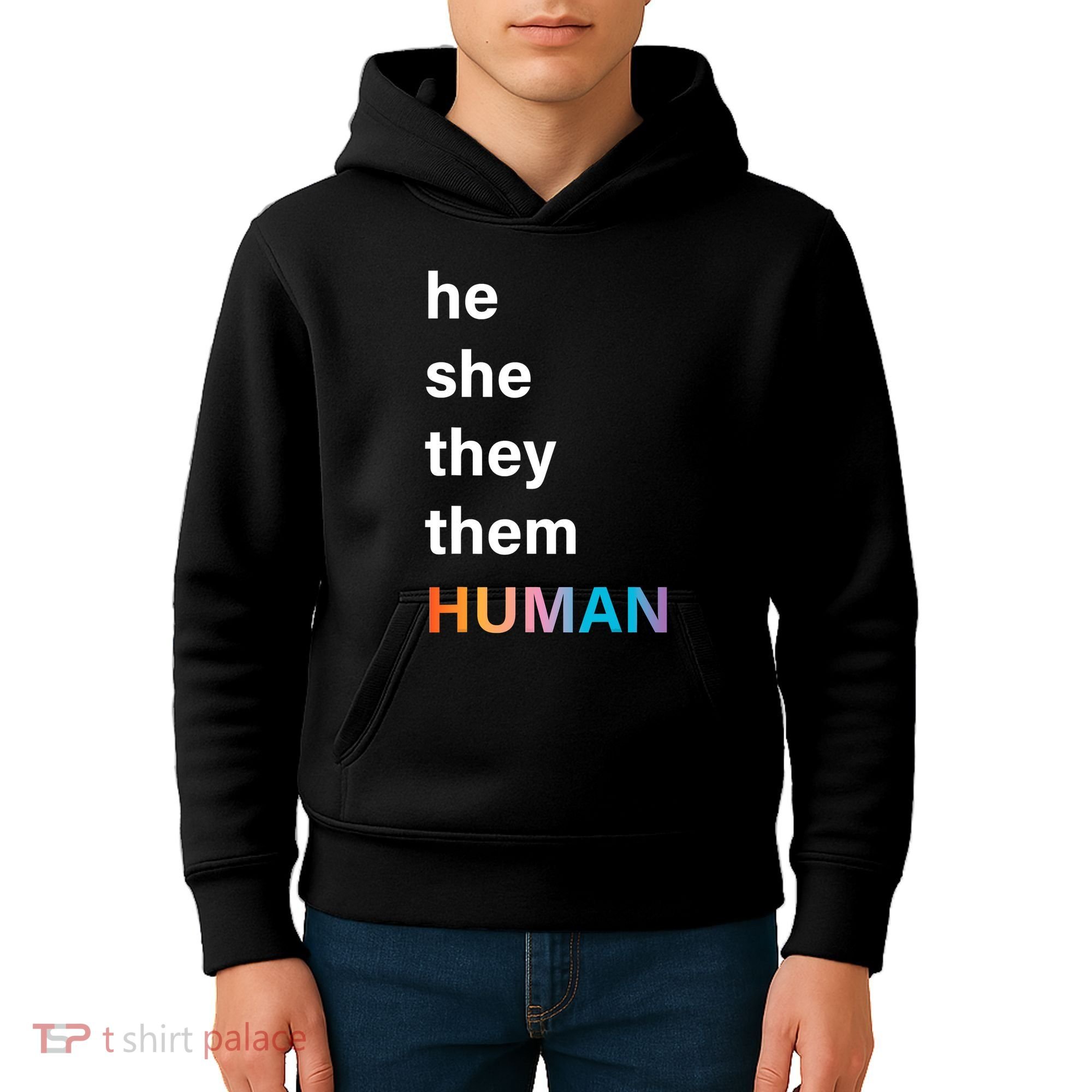 He She They Them Human LGBT Pride Rainbow Kids Hoodie