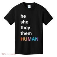 He She They Them Human LGBT Pride Rainbow Kids T-Shirt thumb 0