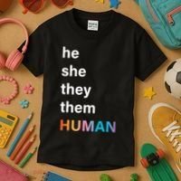 He She They Them Human LGBT Pride Rainbow Kids T-Shirt thumb 3