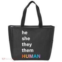 He She They Them Human LGBT Pride Rainbow Tote Bag thumb 0