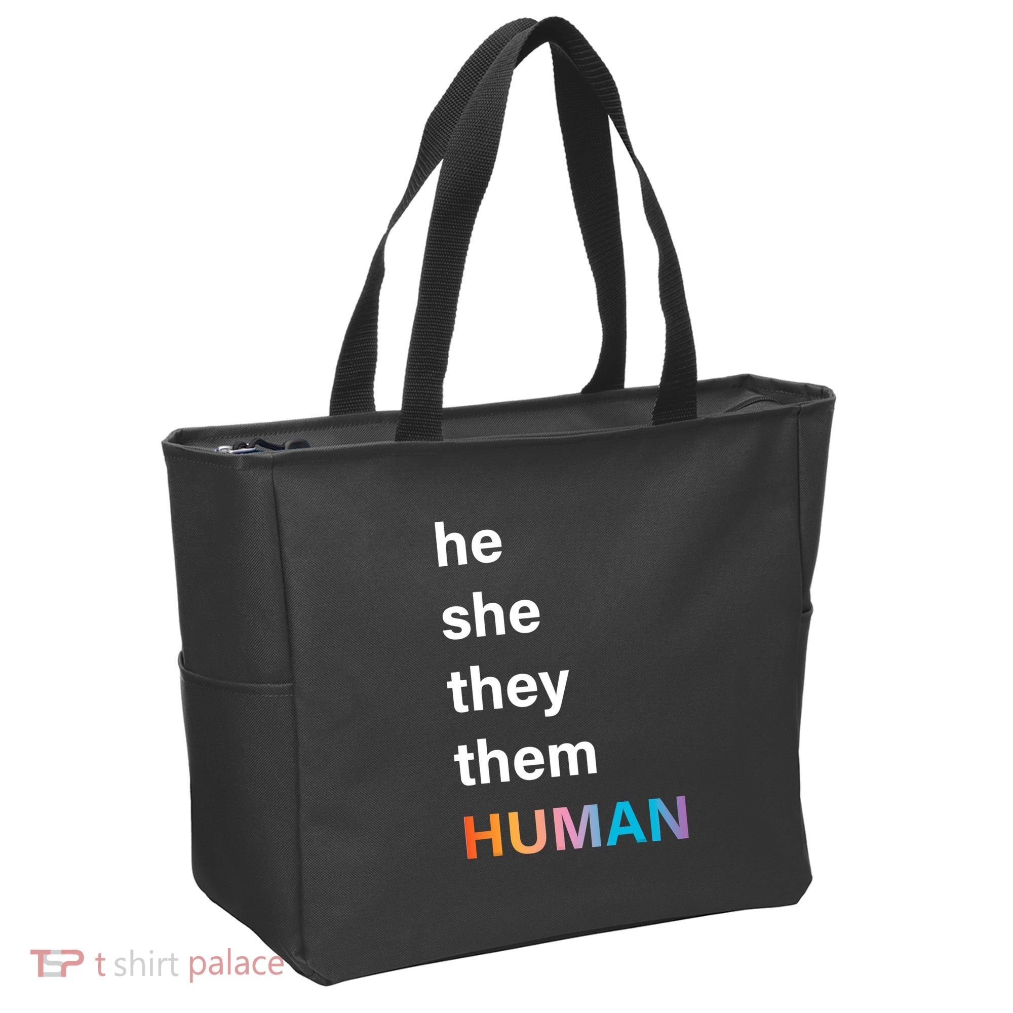 He She They Them Human LGBT Pride Rainbow Tote Bag