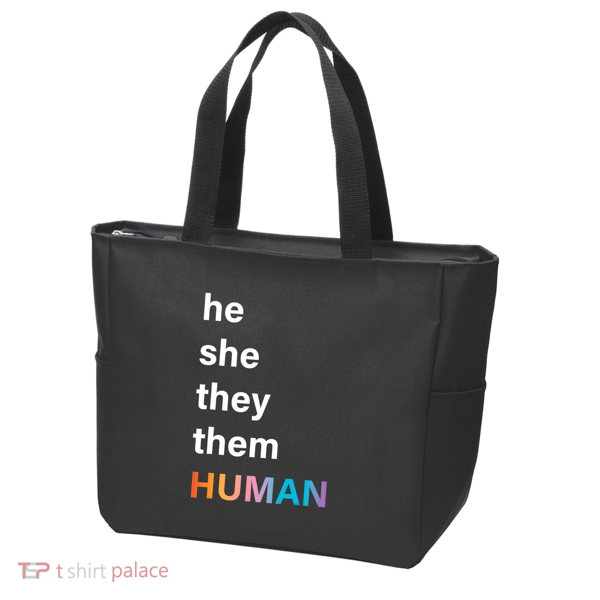 He She They Them Human LGBT Pride Rainbow Tote Bag