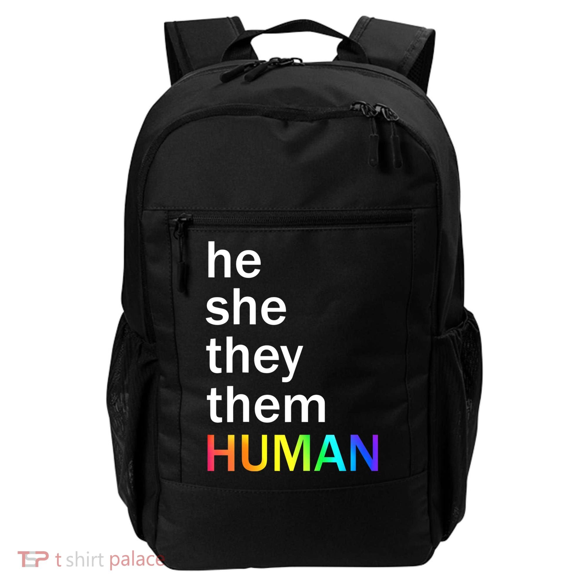 He She They Them Human LGBTQ Pride Backpack