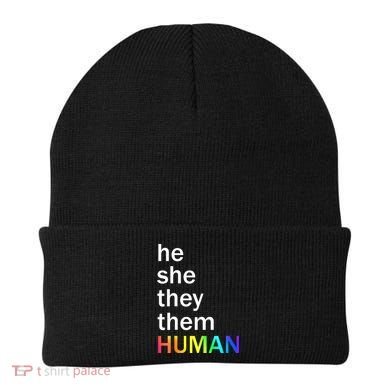 He She They Them Human LGBTQ Pride Beanie