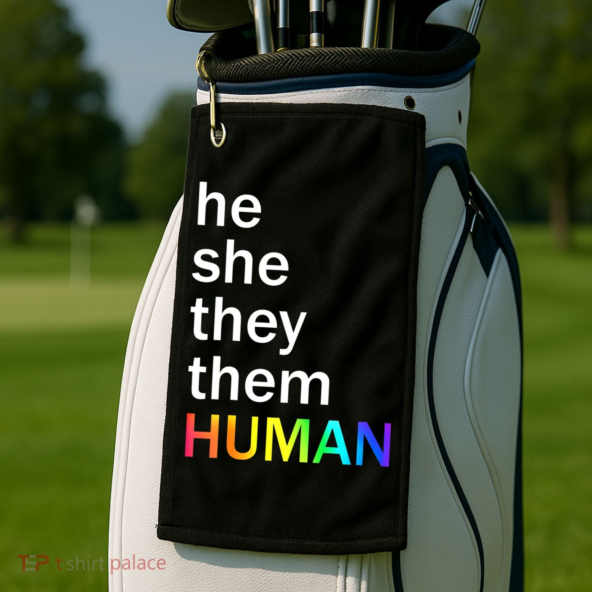 He She They Them Human LGBTQ Pride Golf Towel