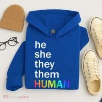 He She They Them Human LGBTQ Pride Hoodie thumb 4
