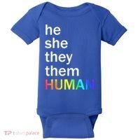 He She They Them Human LGBTQ Pride Baby Bodysuit thumb 0