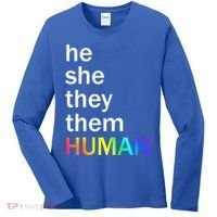 He She They Them Human LGBTQ Pride Women's Long Sleeve Shirt thumb 0