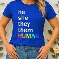 He She They Them Human LGBTQ Pride Women's T-Shirt thumb 2