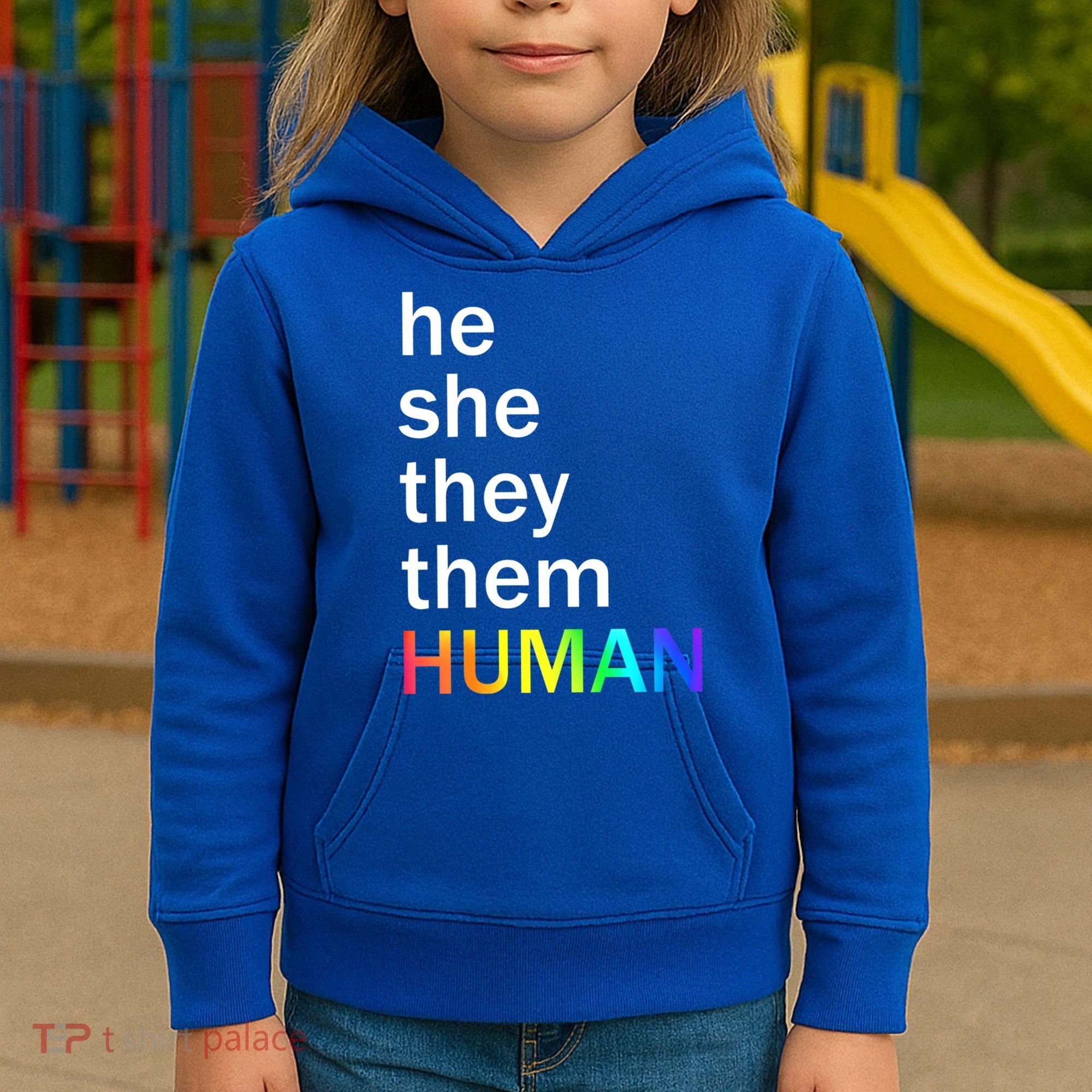 He She They Them Human LGBTQ Pride Kids Hoodie