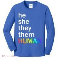 He She They Them Human LGBTQ Pride Kids Long Sleeve Shirt thumb 0