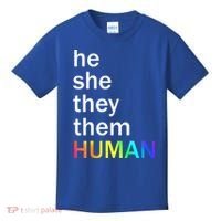 He She They Them Human LGBTQ Pride Kids T-Shirt thumb 0