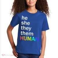 He She They Them Human LGBTQ Pride Kids T-Shirt thumb 2