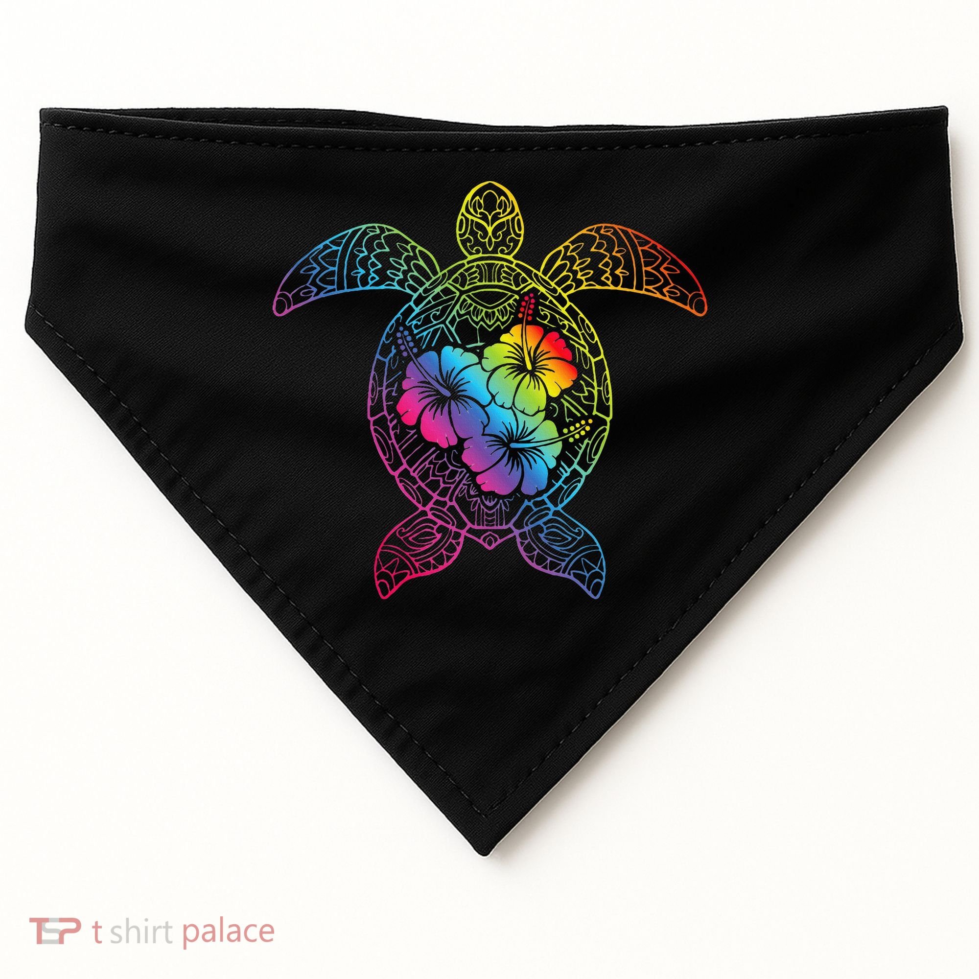 Hawaiian Sea Turtle Tropical Hibiscus Ocean Animal Hawaii USA-Made Doggie Bandana