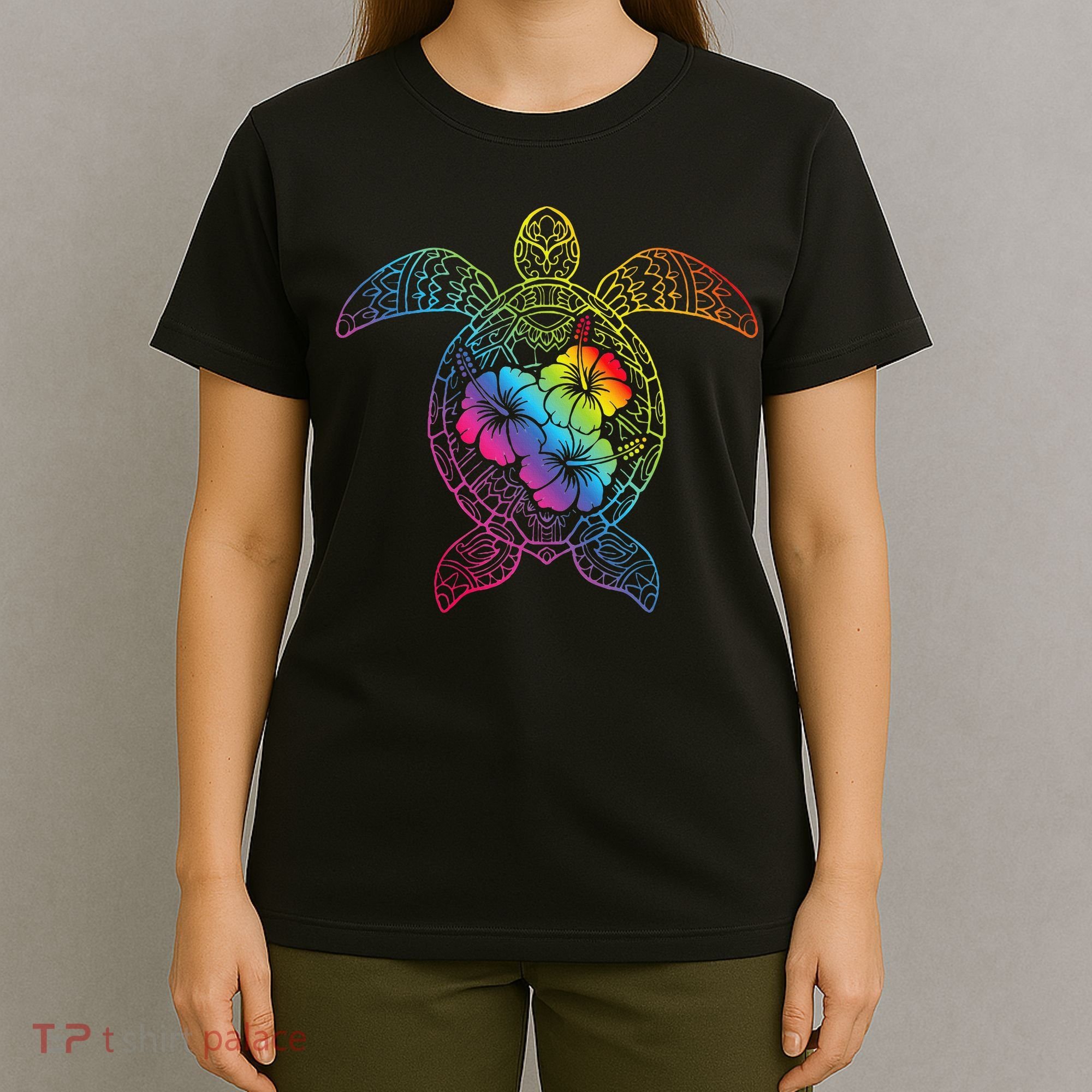 Hawaiian Sea Turtle Tropical Hibiscus Ocean Animal Hawaii T-Shirt