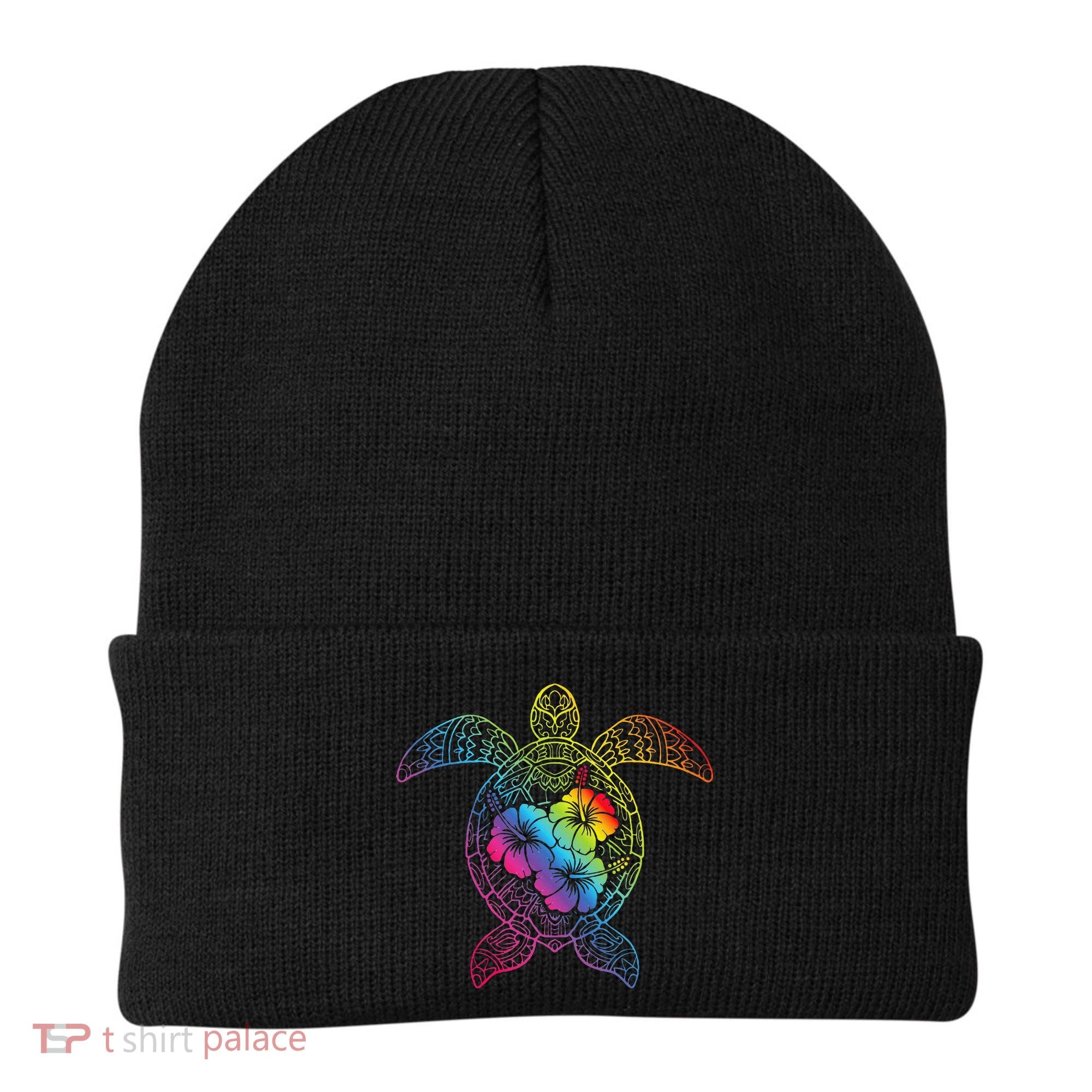 Hawaiian Sea Turtle Tropical Hibiscus Ocean Animal Hawaii Beanie