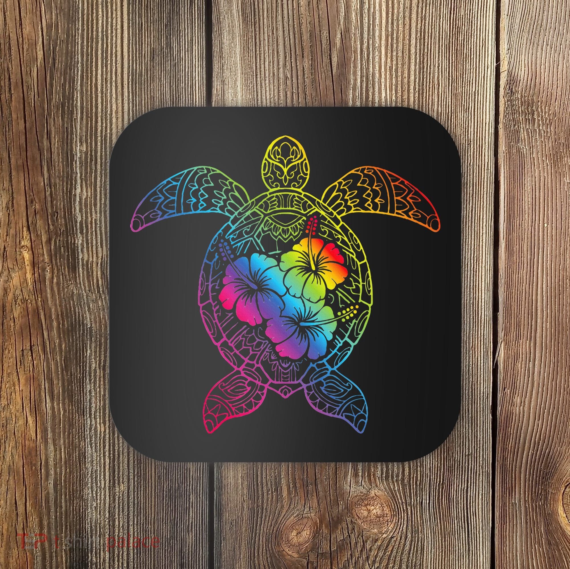 Hawaiian Sea Turtle Tropical Hibiscus Ocean Animal Hawaii Coaster