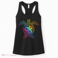 Hawaiian Sea Turtle Tropical Hibiscus Ocean Animal Hawaii Women's Tank Top thumb 0