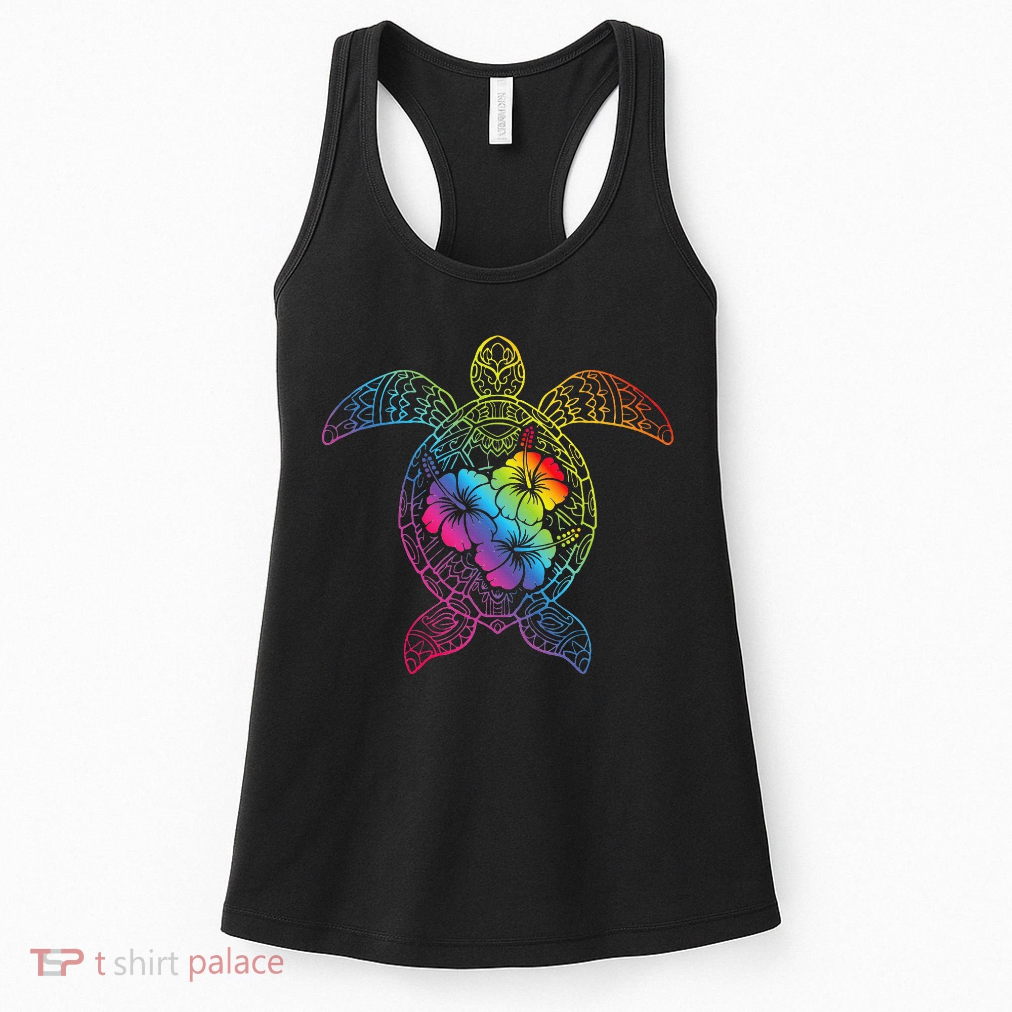 Hawaiian Sea Turtle Tropical Hibiscus Ocean Animal Hawaii Women's Tank Top