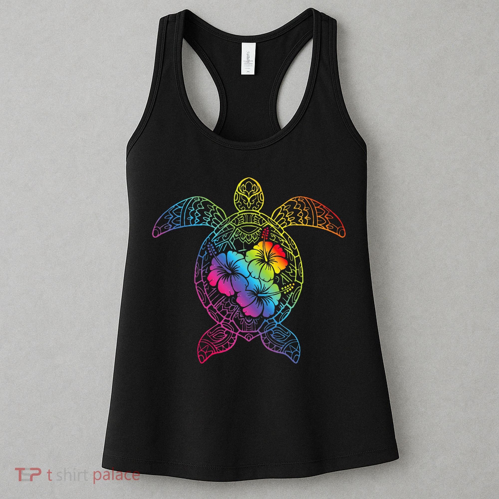 Hawaiian Sea Turtle Tropical Hibiscus Ocean Animal Hawaii Women's Tank Top