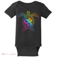 Hawaiian Sea Turtle Tropical Hibiscus Ocean Animal Hawaii Baby Bodysuit thumb 0