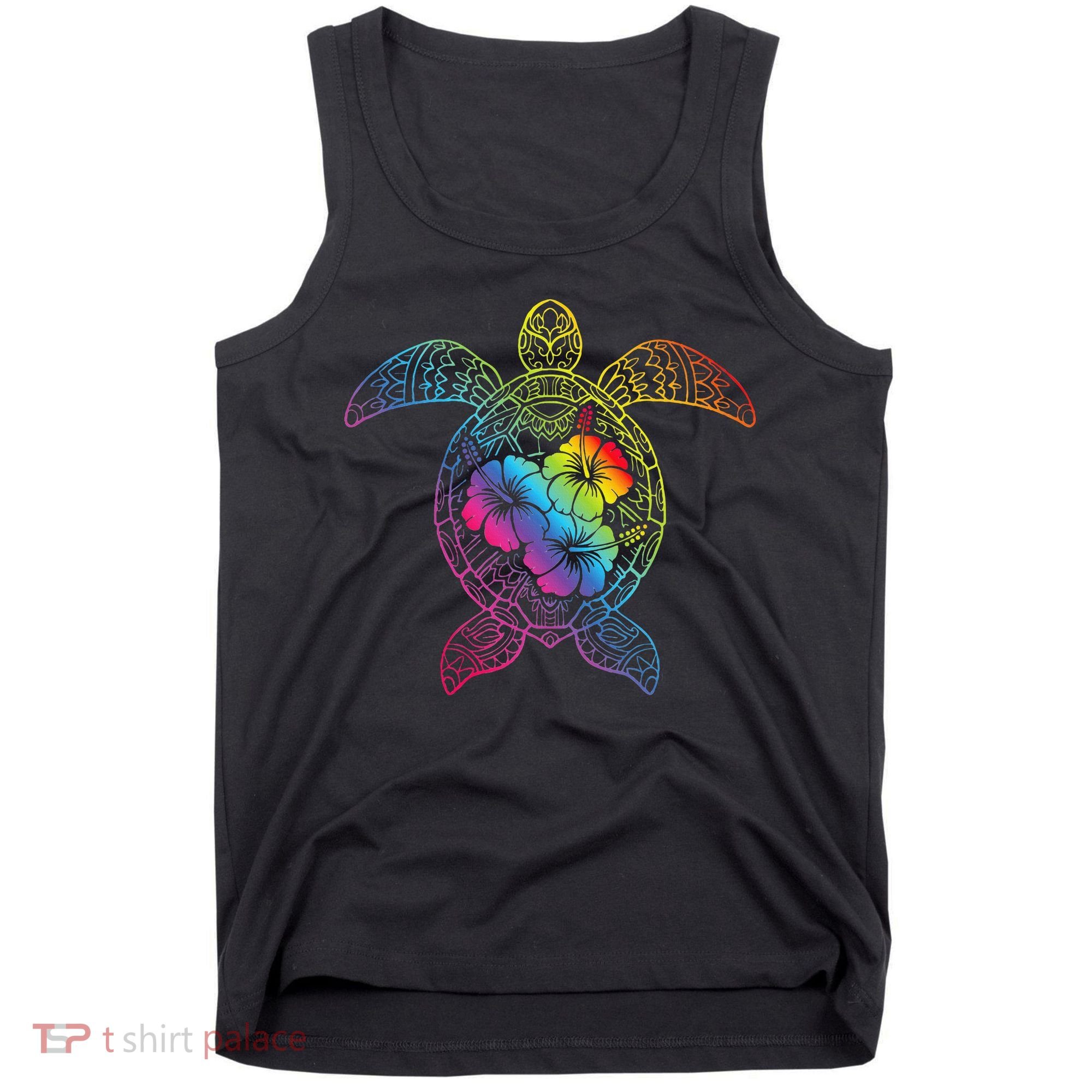 Hawaiian Sea Turtle Tropical Hibiscus Ocean Animal Hawaii Tank Top