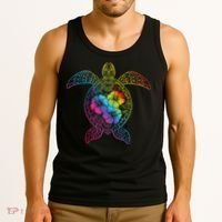 Hawaiian Sea Turtle Tropical Hibiscus Ocean Animal Hawaii Tank Top thumb 3