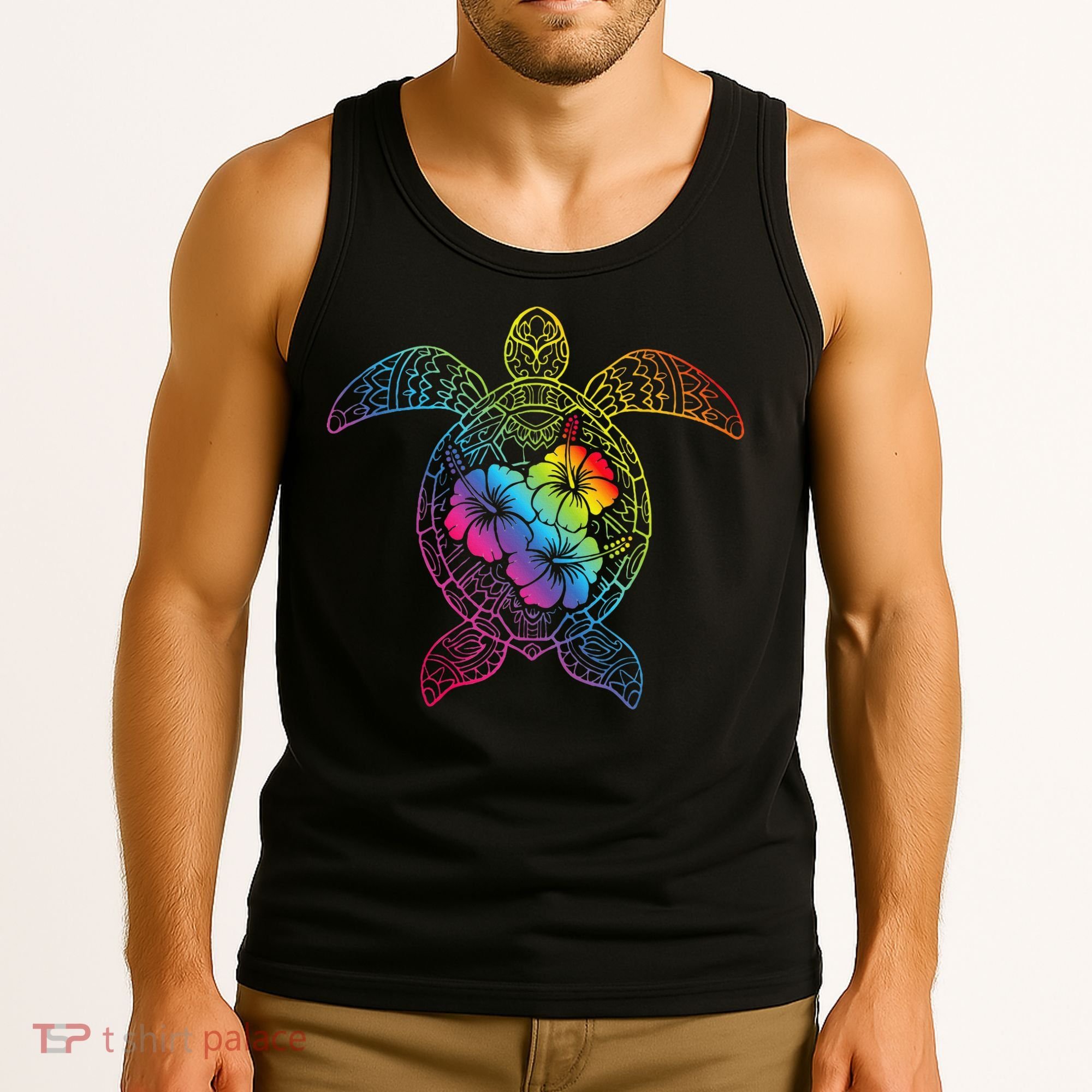 Hawaiian Sea Turtle Tropical Hibiscus Ocean Animal Hawaii Tank Top
