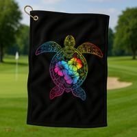 Hawaiian Sea Turtle Tropical Hibiscus Ocean Animal Hawaii Golf Towel thumb 1