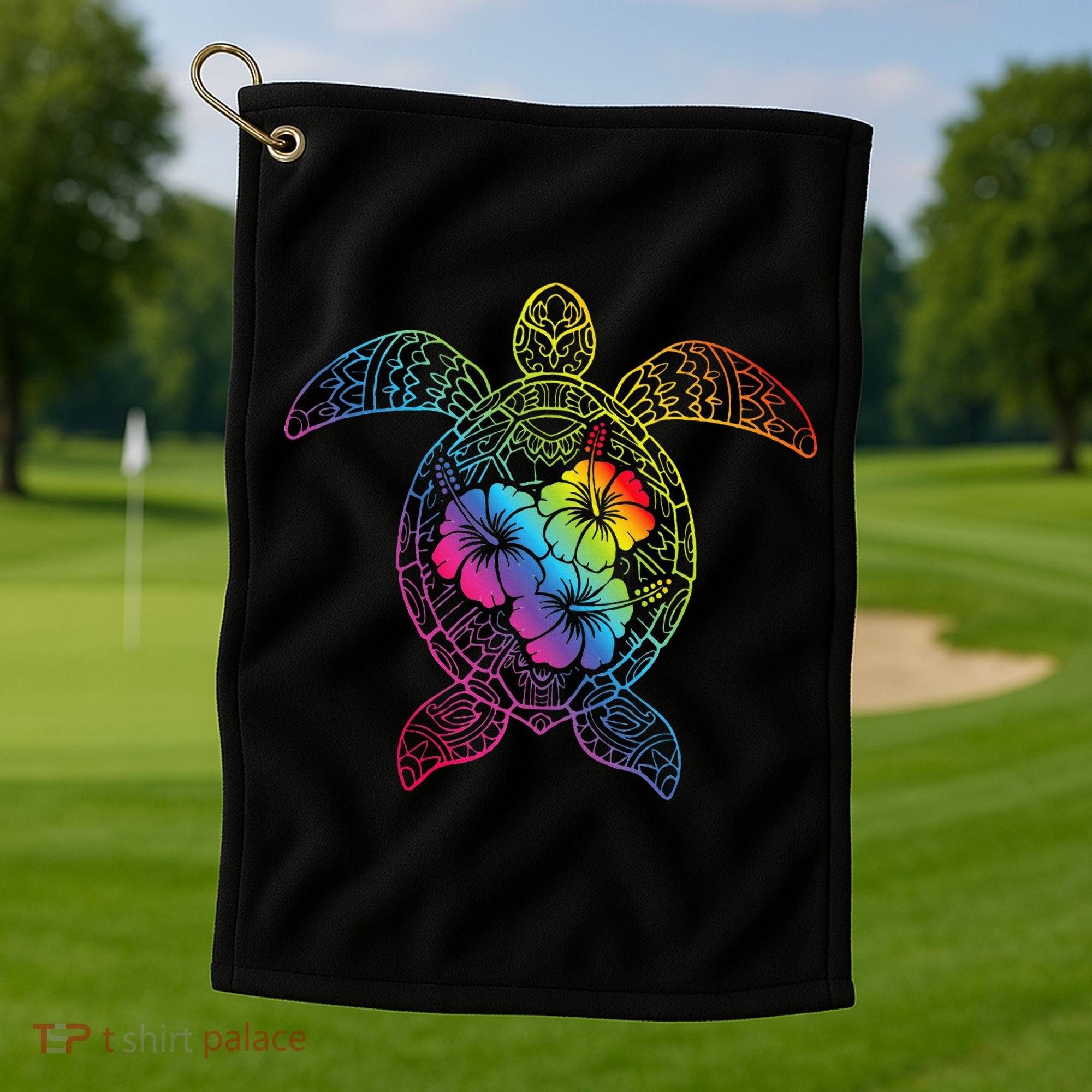 Hawaiian Sea Turtle Tropical Hibiscus Ocean Animal Hawaii Golf Towel
