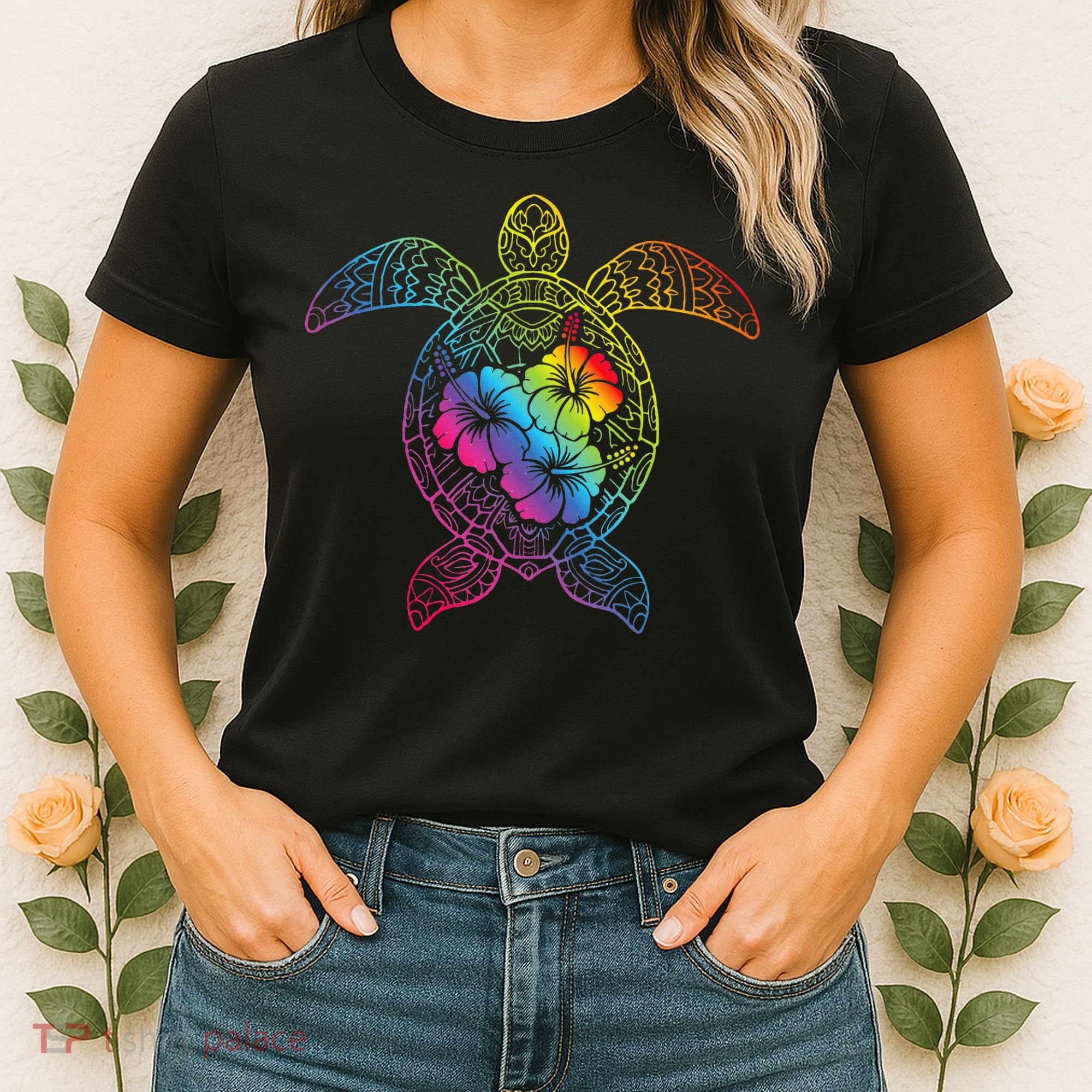 Hawaiian Sea Turtle Tropical Hibiscus Ocean Animal Hawaii Women's T-Shirt