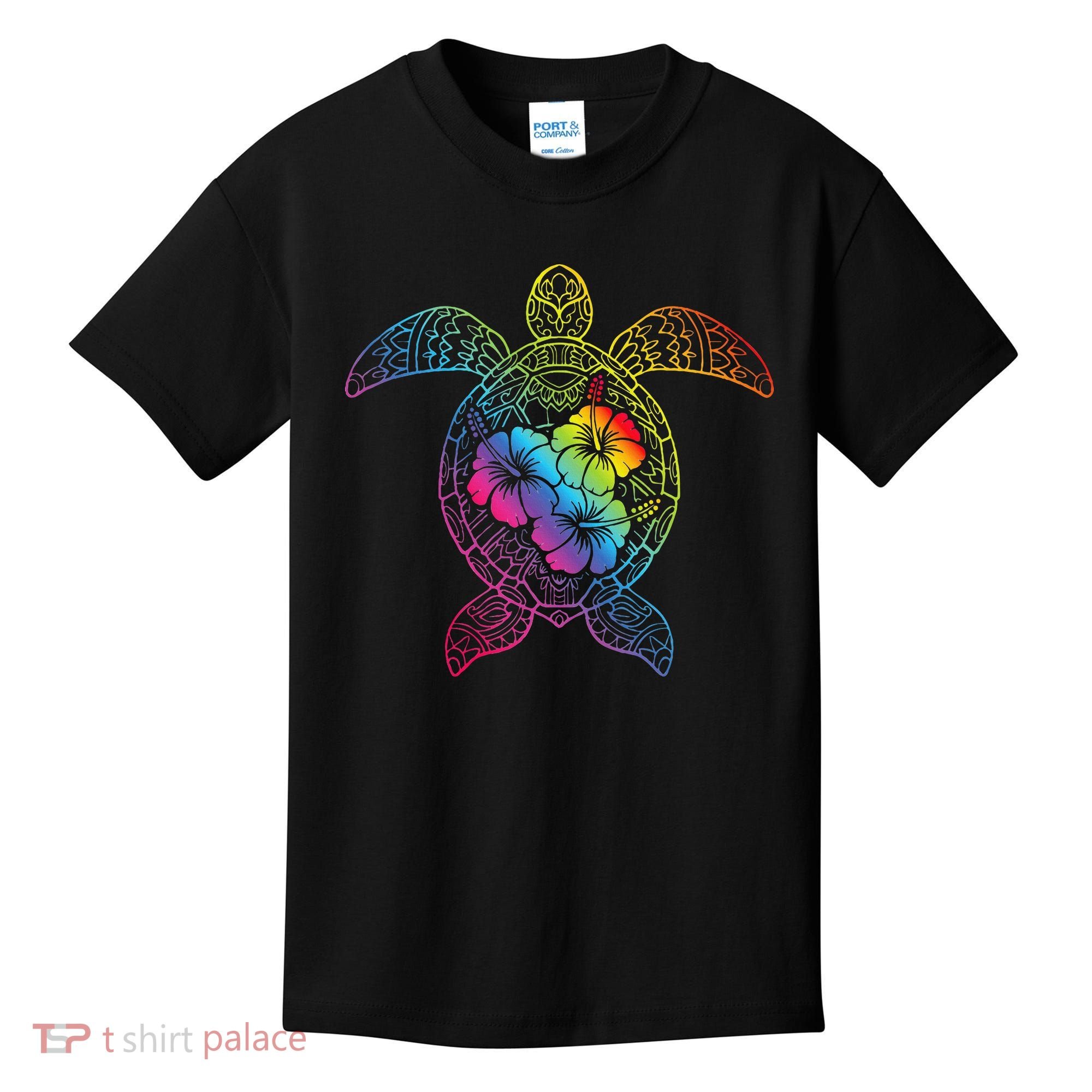 Hawaiian Sea Turtle Tropical Hibiscus Ocean Animal Hawaii Kids T-Shirt