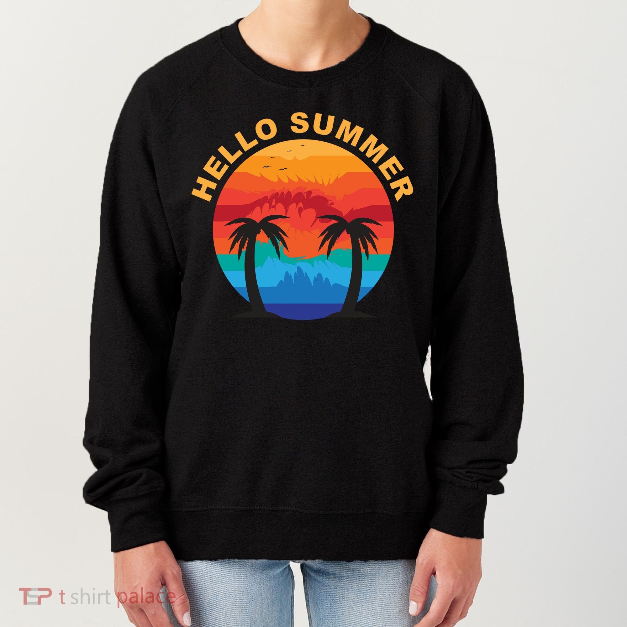 Hello Summer Tropical Sunset Beach Women's Sweatshirt