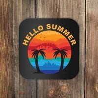 Hello Summer Tropical Sunset Beach Coaster thumb 0