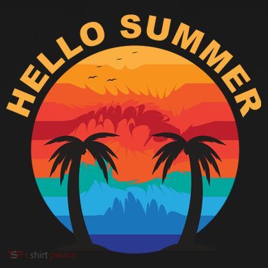 Hello Summer Tropical Sunset Beach Tote Bag