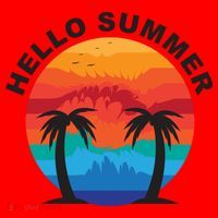 Hello Summer Tropical Sunset Beach Santa Hat thumb 1