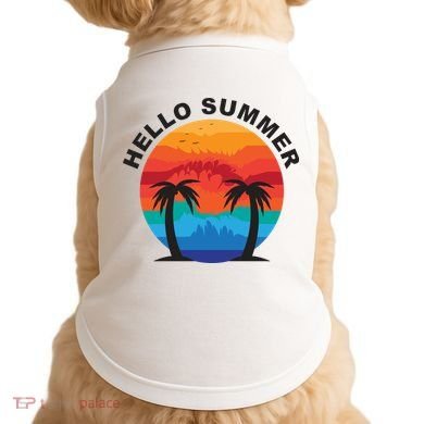 Hello Summer Tropical Sunset Beach Doggie Tank