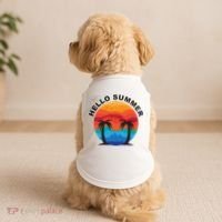 Hello Summer Tropical Sunset Beach Doggie Tank thumb 2