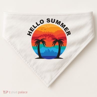 Hello Summer Tropical Sunset Beach USA-Made Doggie Bandana